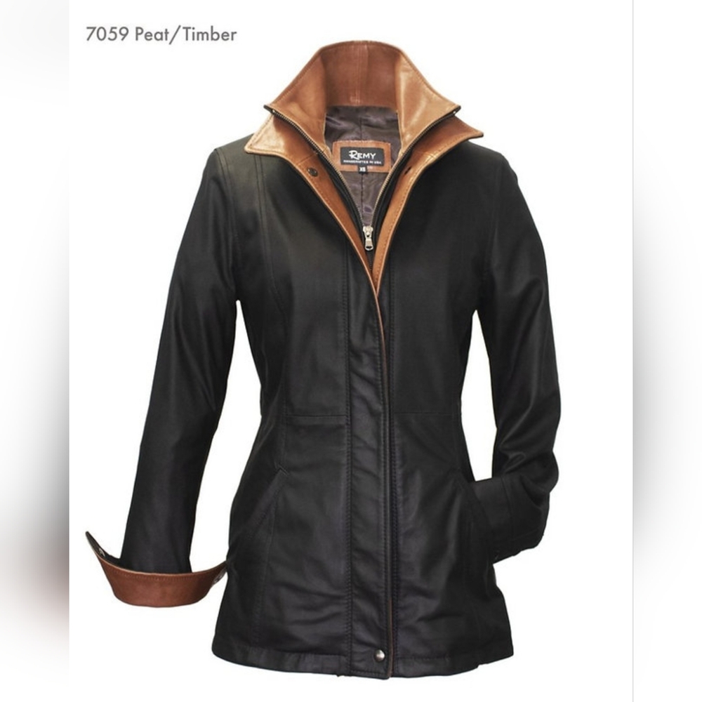 USA Made Lambskin 3/4 Length (29") Jacket with Double Collar, Italian Leather
